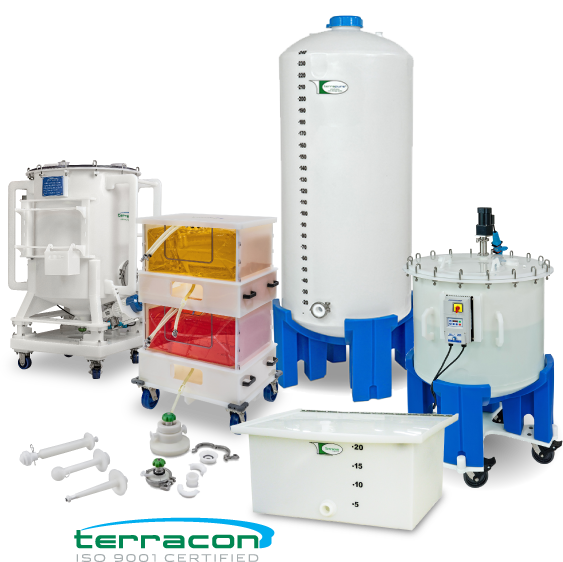 Terracon group photo of liquid mixing solution products.